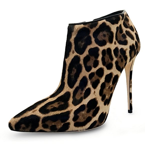 NIB Dolce and Gabbana Leopard Print Leather Women 7 US 37 EUR Ankle Heeled Boots - Picture 7 of 11